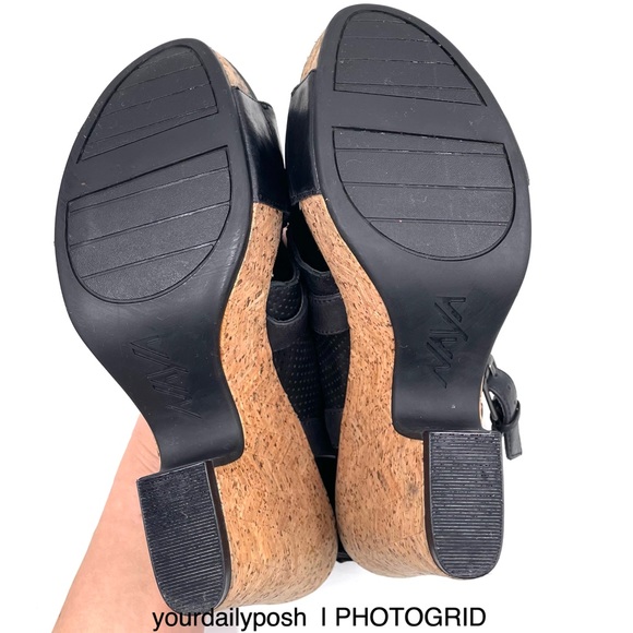 Black nubuck leather Naya cork heel Maple platform sandals pumps US 7.5 - Picture 9 of 14